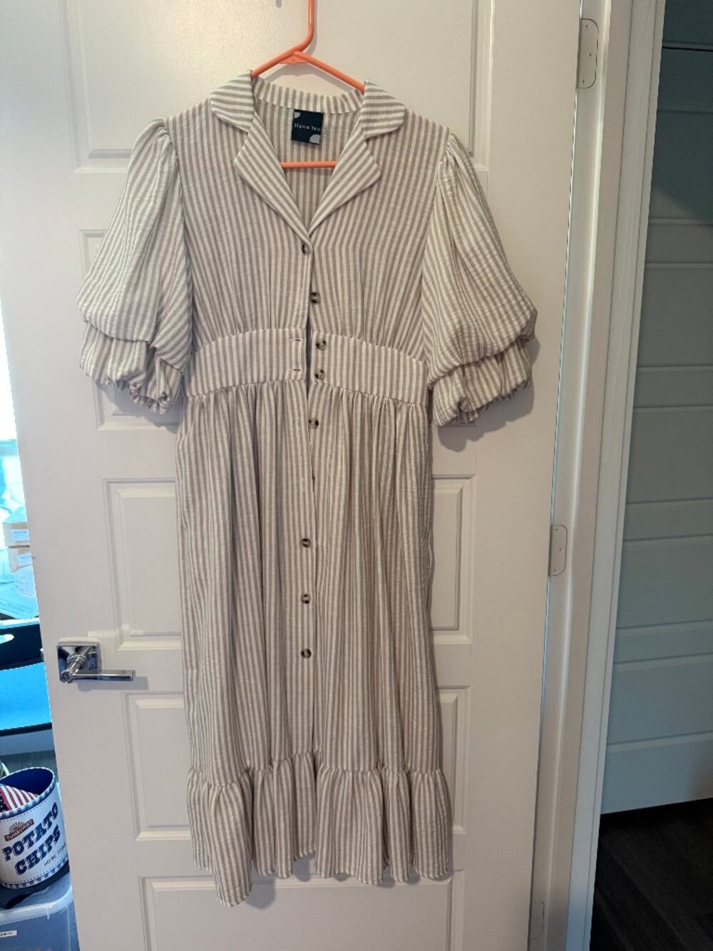 Maison Tara Striped Button-Down Dress Size 6